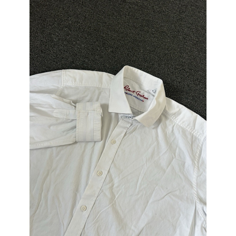 Robert Graham Modern Americana Button Up Shirt Skull Pattern White Mens Size XL